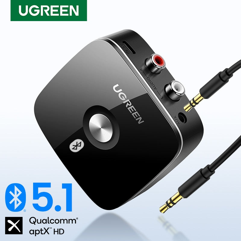UGREEN Bluetooth RCA Receiver 5.1 aptX HD 3.5mm Jack Aux Wireless Adapter Music for TV Car 2RCA Bluetooth 5.0 Audio Receiver
