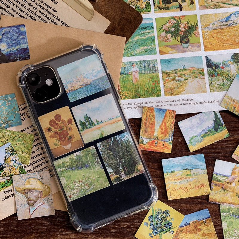 45 pcs World Famous Painting Decorative Stickers Scrapbooking diy Stick Label Diary Stationery Album Journal van gogh stickers