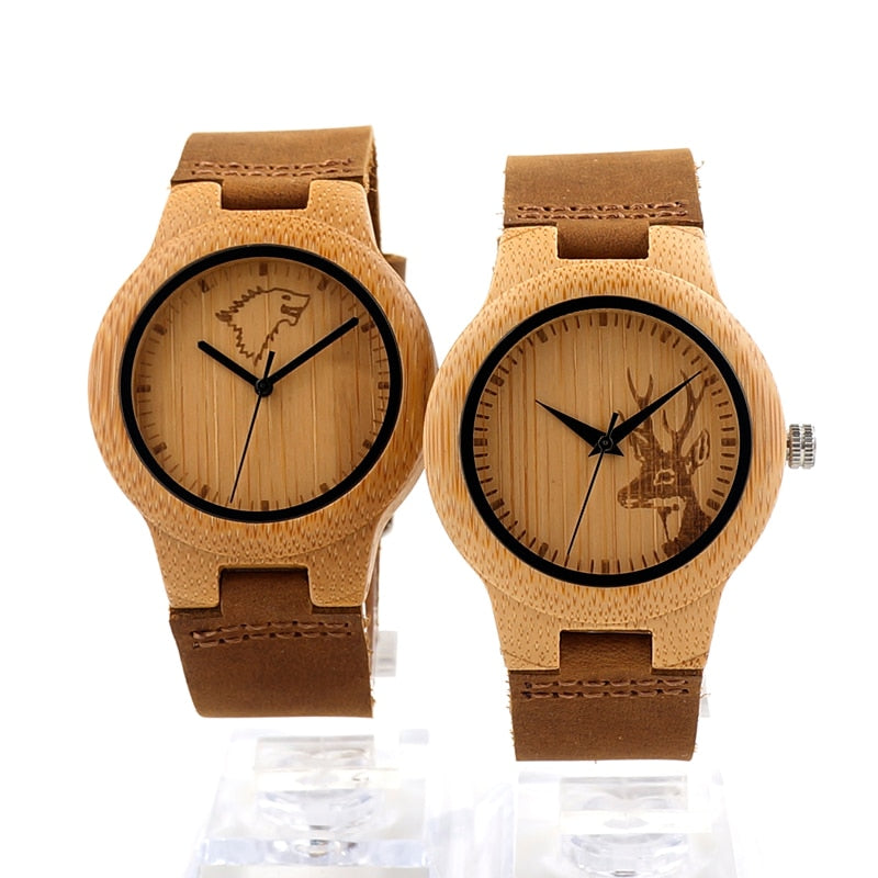 BOBO BIRD Top brand Men's Bamboo Wooden Watch Quartz Real Leather Strap Men Watches relojes finos de hombre