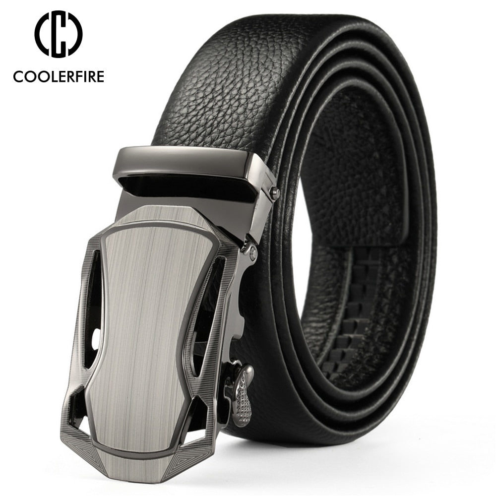 Men Belts Metal Automatic Buckle Brand High Quality Leather Belts for Men Famous Brand Luxury Work Business Strap  ZDP001D