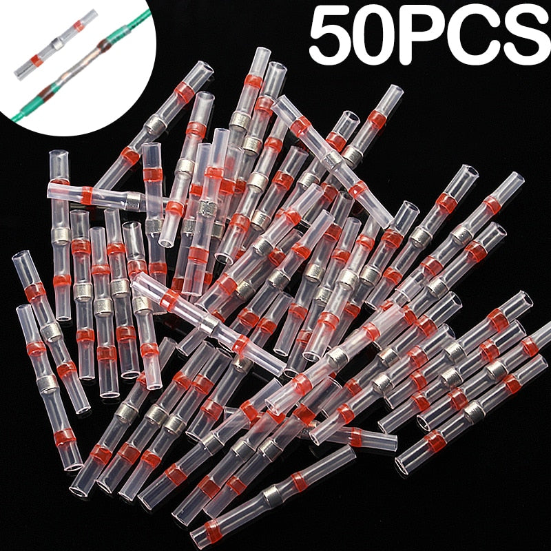 Heat Shrinkable Wire Connectors 10/20/30PCS SST21 Waterproof Sleeve AWG22-18 Butt Electrical Splice Tinned Solder Seal Terminal