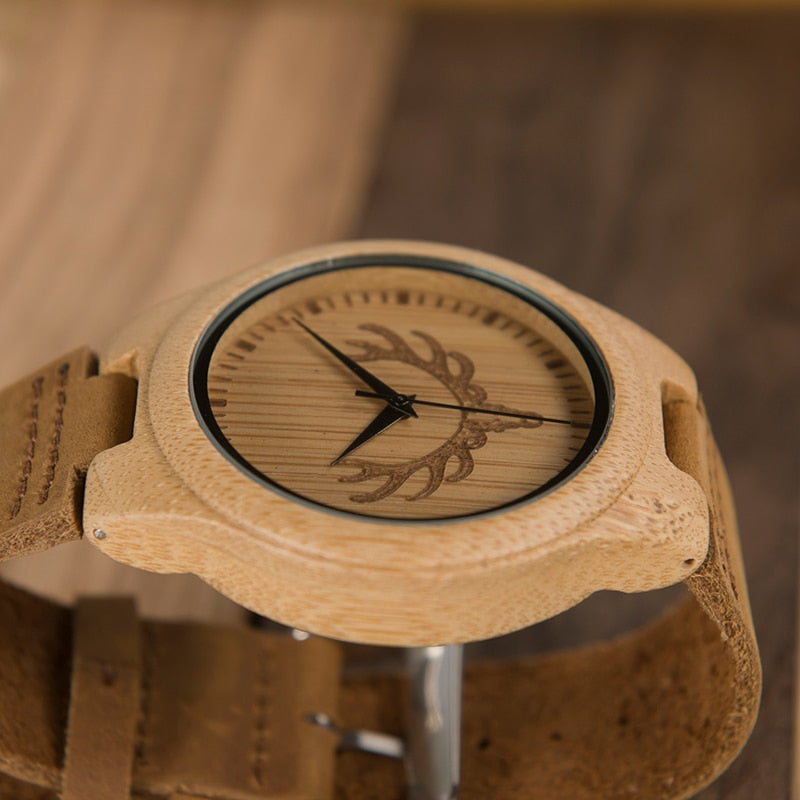 BOBO BIRD Top brand Men's Bamboo Wooden Watch Quartz Real Leather Strap Men Watches relojes finos de hombre