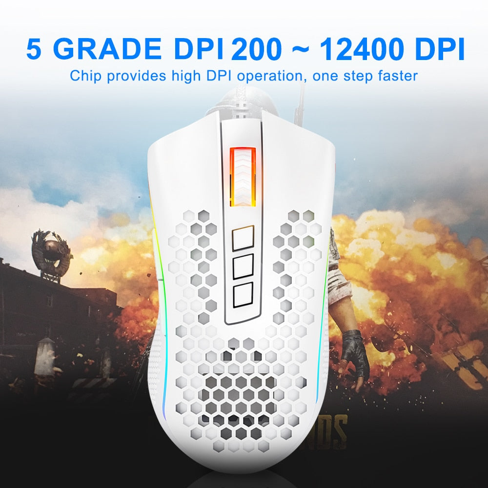 REDRAGON Storm M808 USB wired RGB Gaming Ultralight Honeycomb Mouse 12400 DPI programmable game mice for Computer PC Laptop