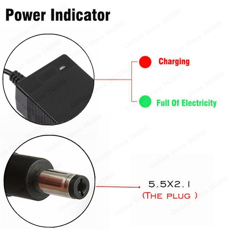 36V 2A battery charger Output 42V 2A Charger Input 100-240 VAC Lithium Li-ion Li-poly Charger For 10Series 36V Electric Bike