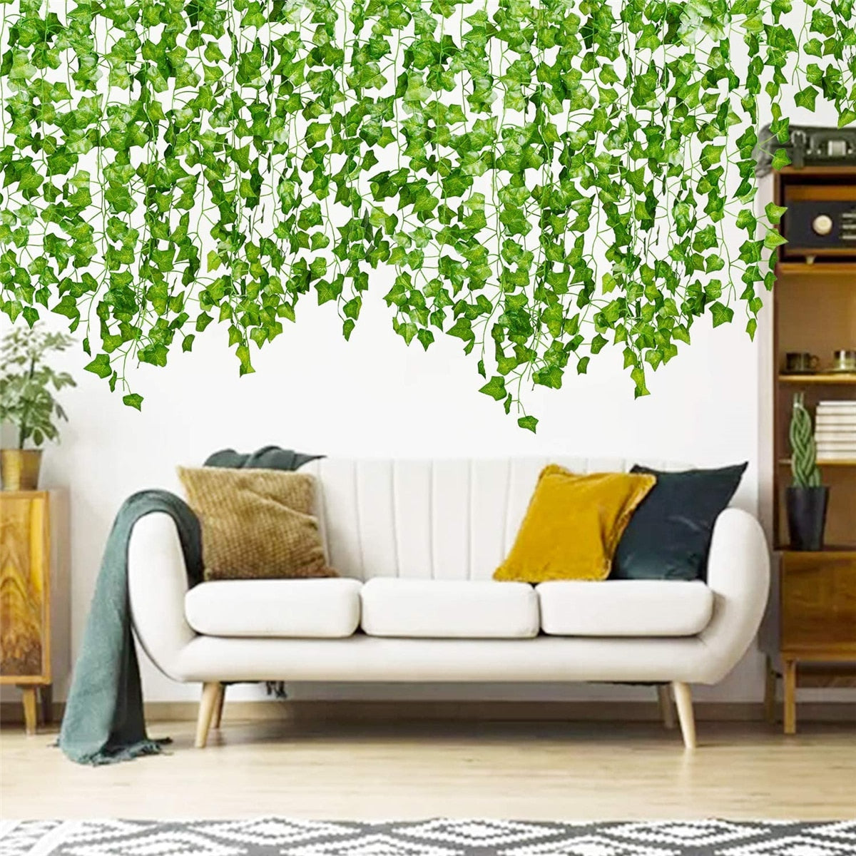 Artificial Plants Home Decor Green Silk Hanging vines Fake Leaf Garland Leaves Diy For Wedding Party Room Garden Decoration