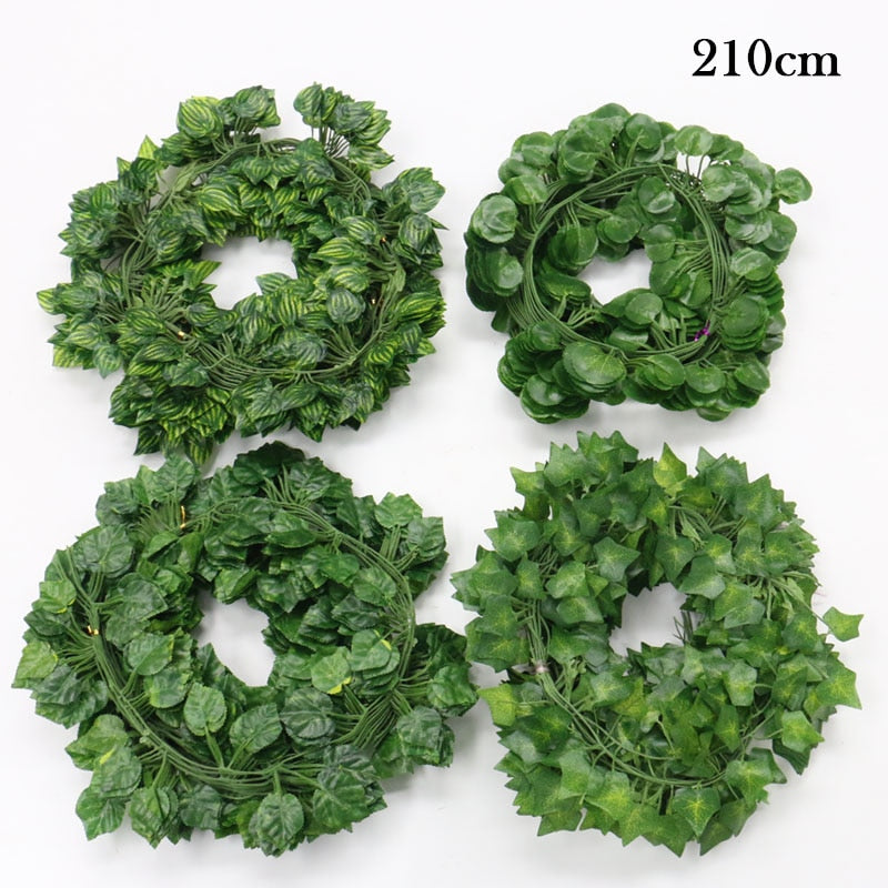 200CM Hot Artificial Plants Rattan Creeper Green Leaf Ivy Vine For Home Wedding Decor Wholesale DIY Hanging Garland Fake Flowers