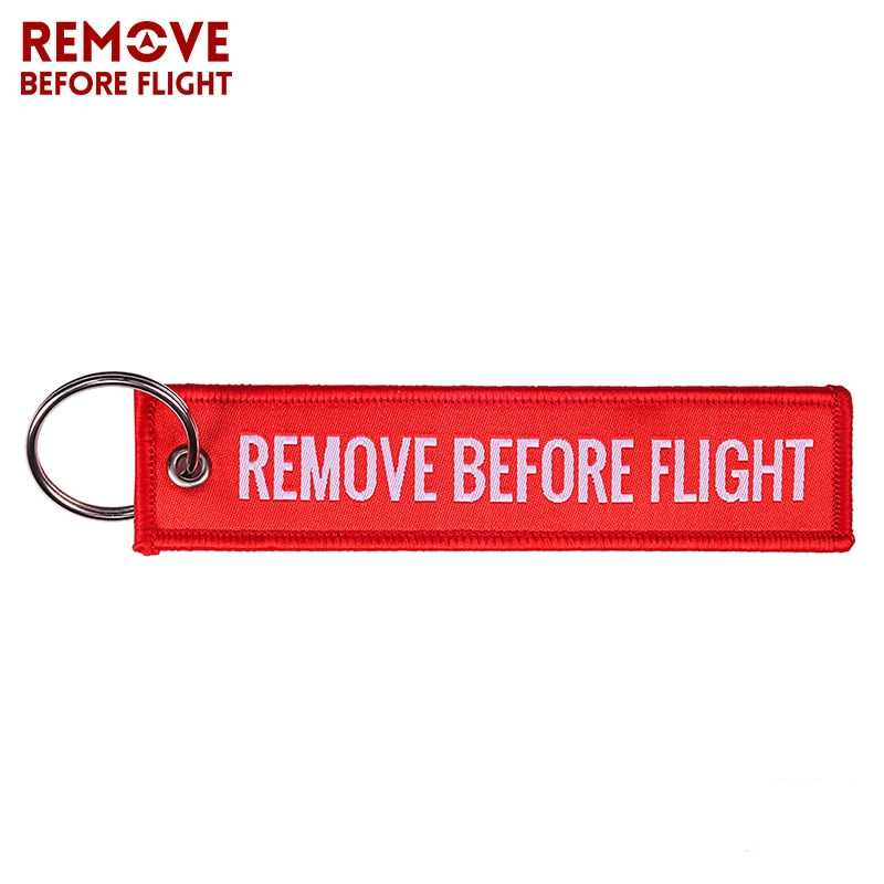 Remove Before Flight Woven Key Ring Special Luggage Tag Label Red Chain Keychain For Aviation Gifts OEM Keychain Fashion Jewelry