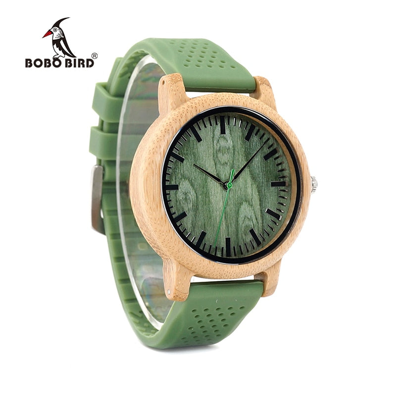 BOBO BIRD Relogio Masculino Watches Women Brand Bamboo Men Watch Silicone Band Quartz Wristwatches relogio feminino W-B06