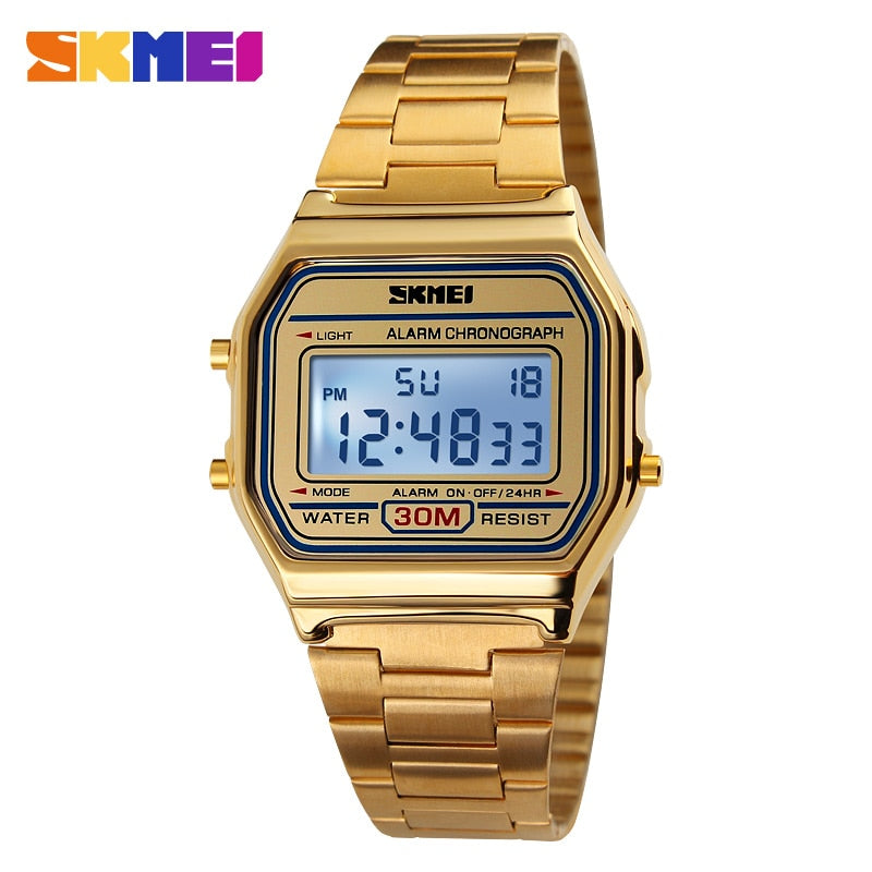 New Fashion gold silver Couple Watch Led digital watch square men women dress sports watches watch women gold Relogio Masculino