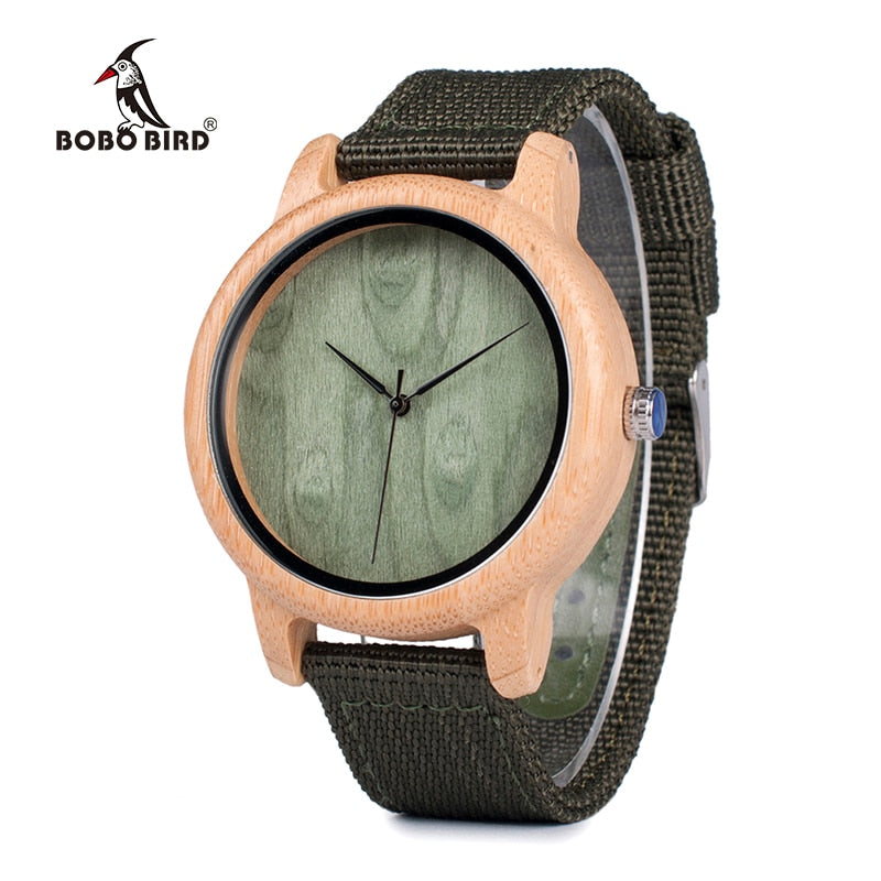 BOBO BIRD WD11D12 Wood Bamboo Watch for Mens Womens Brand Designer Watches Soft Nylon Band Carton Gift Box Relogio masculino