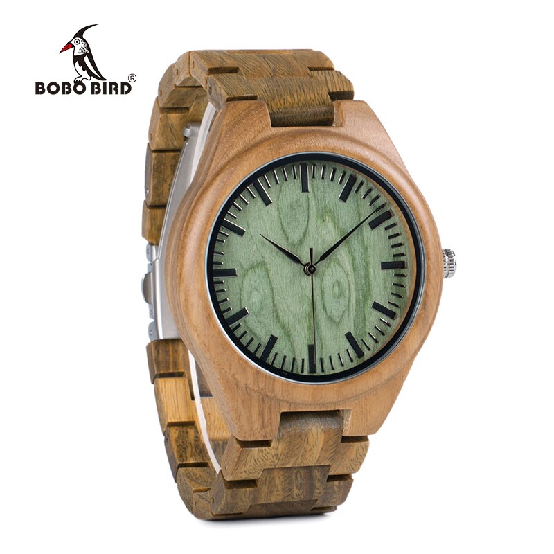 BOBO BIRD WG19 Men Luxury Brand Green Sandal Wood Watches Full Wooden Quartz Watch Handmade Wristwatches Carton Box OEM relogio