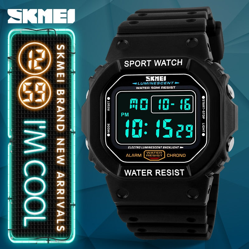 SKMEI New Fashion Digital Watch for Men Outdoor Sports Military Waterproof Watches Led Light Chronograph Alarm Wristwatches