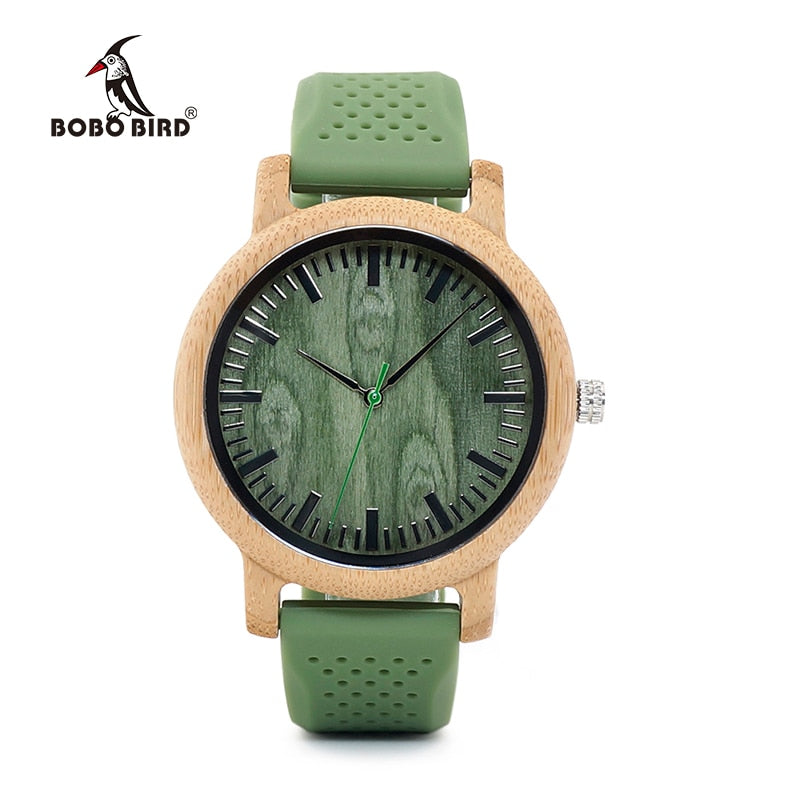 BOBO BIRD Relogio Masculino Watches Women Brand Bamboo Men Watch Silicone Band Quartz Wristwatches relogio feminino W-B06