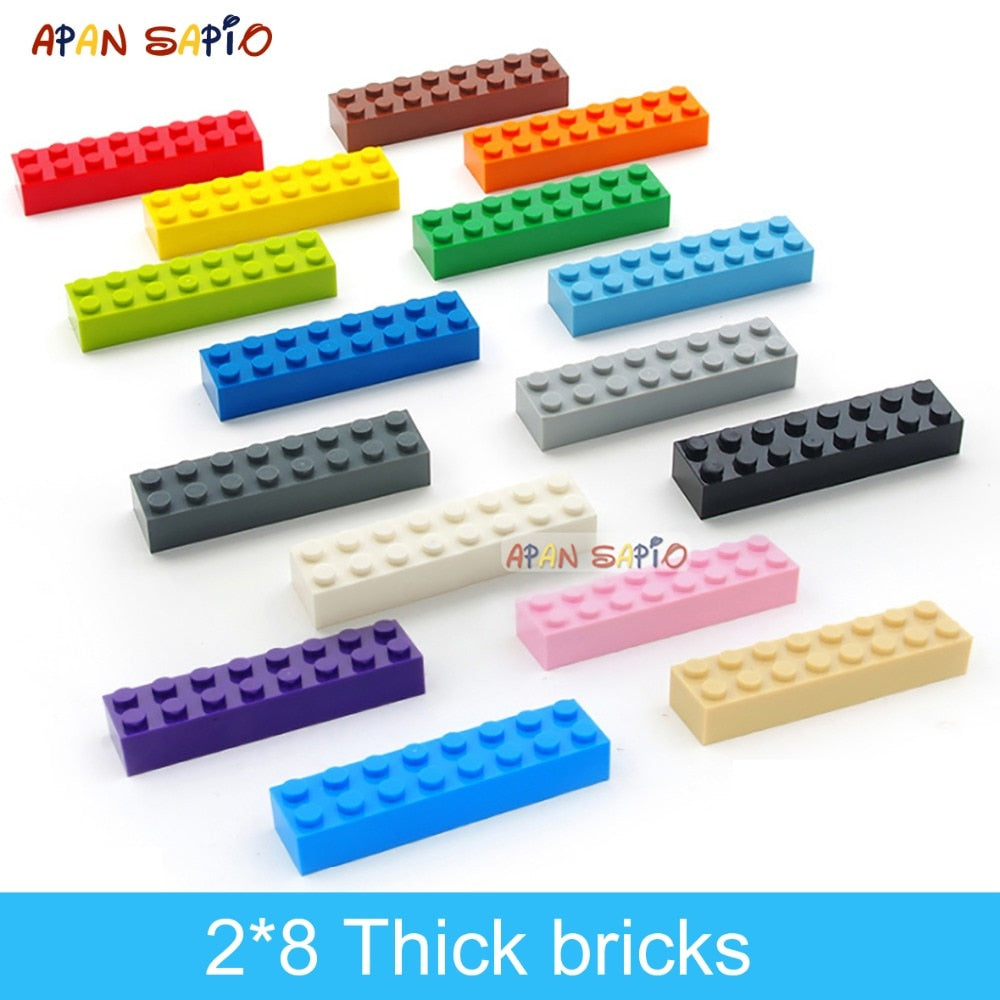 20pcs DIY Building Blocks Thick 2x8 Dots Educational Creative Toys for Children Figures Plastic Bricks Size Compatible With 3007