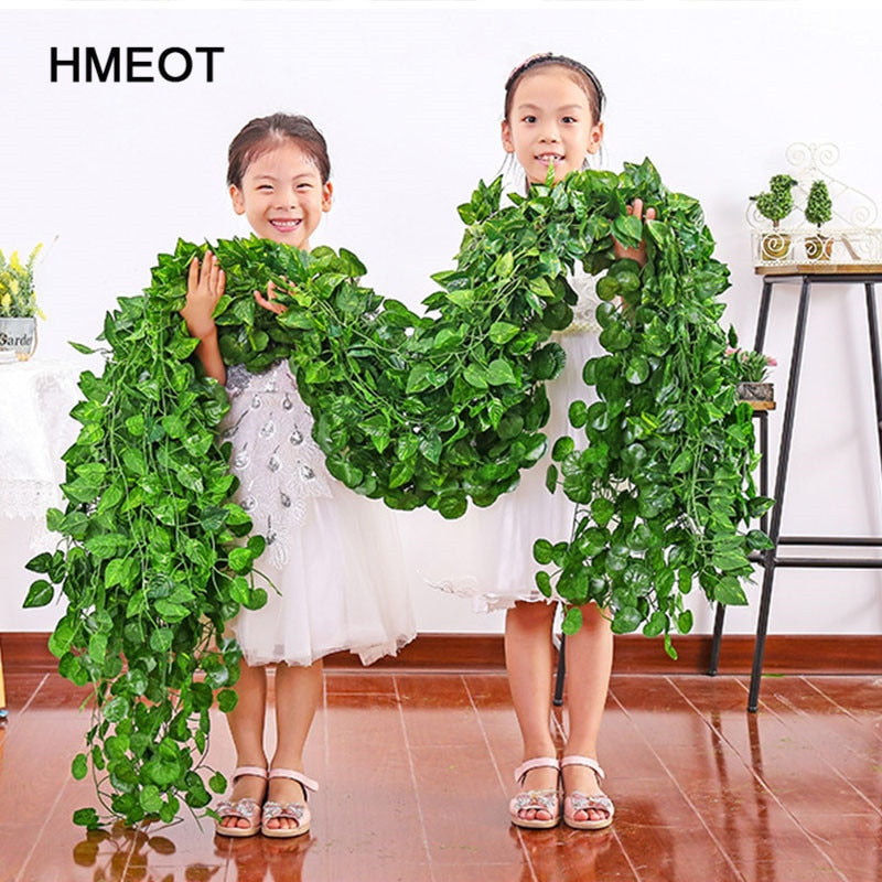 200CM Hot Artificial Plants Rattan Creeper Green Leaf Ivy Vine For Home Wedding Decor Wholesale DIY Hanging Garland Fake Flowers