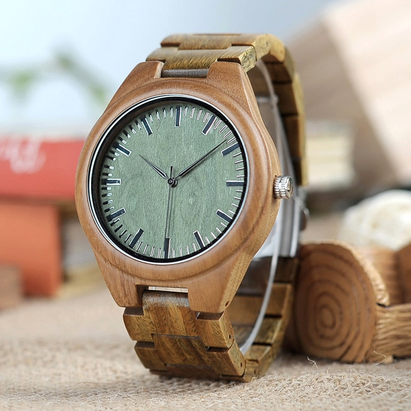 BOBO BIRD WG19 Men Luxury Brand Green Sandal Wood Watches Full Wooden Quartz Watch Handmade Wristwatches Carton Box OEM relogio