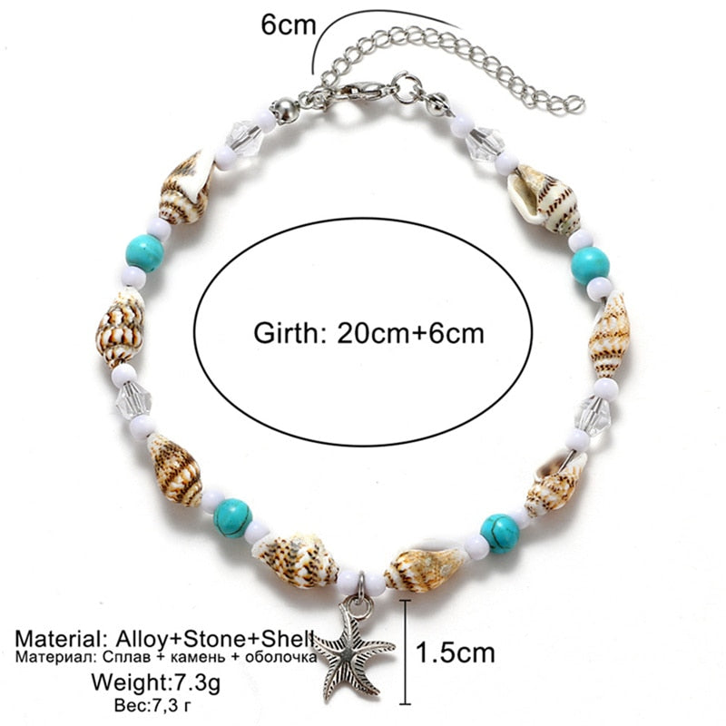 New Shell Beads Starfish Anklets for Women Beach Anklet Leg Bracelet Handmade Bohemian Foot Chain Boho Jewelry Sandals Gift