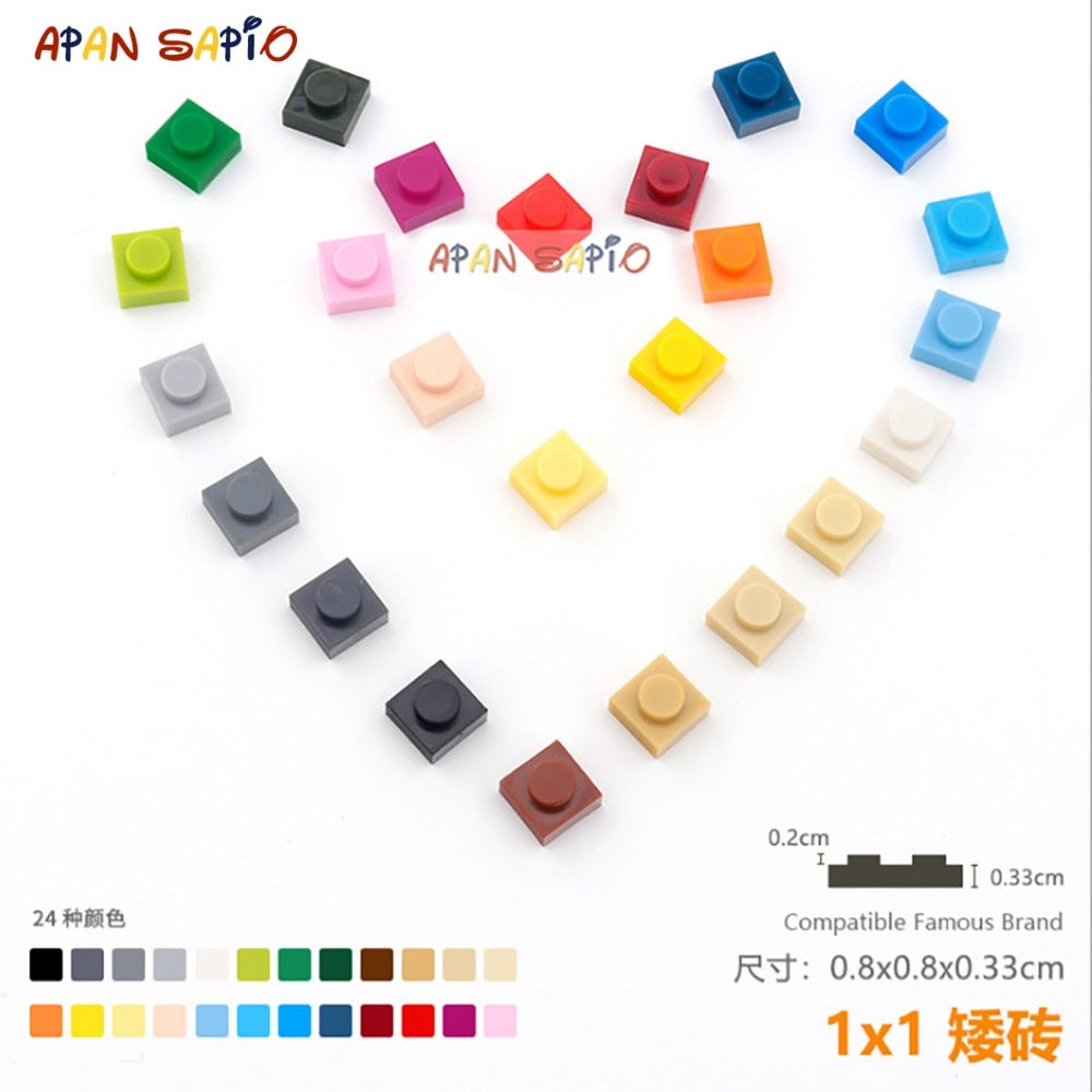 100pcs/lot DIY Blocks Building Bricks Thin 1x1 Educational Assemblage Construction Toys for Children Size Compatible With 3024