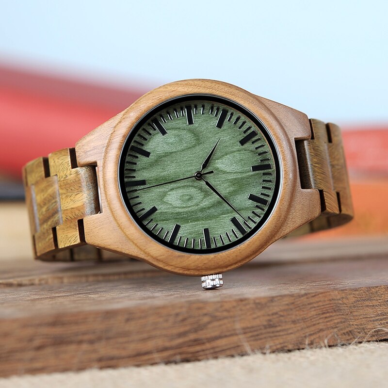 BOBO BIRD WG19 Men Luxury Brand Green Sandal Wood Watches Full Wooden Quartz Watch Handmade Wristwatches Carton Box OEM relogio