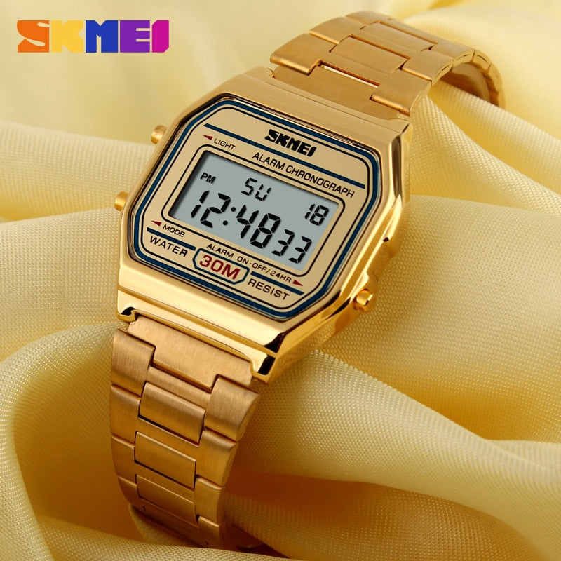 New Fashion gold silver Couple Watch Led digital watch square men women dress sports watches watch women gold Relogio Masculino