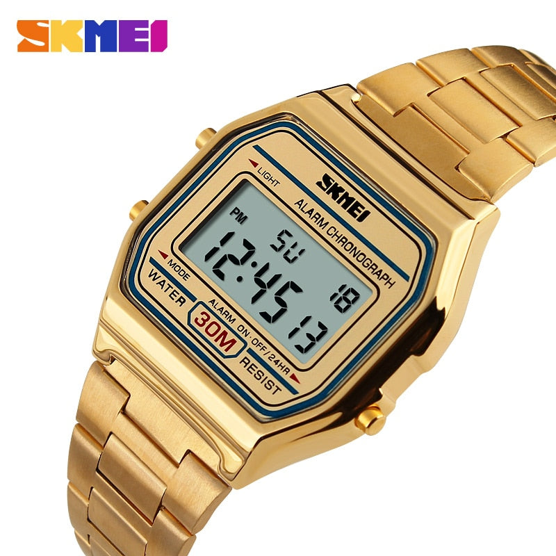 New Fashion gold silver Couple Watch Led digital watch square men women dress sports watches watch women gold Relogio Masculino