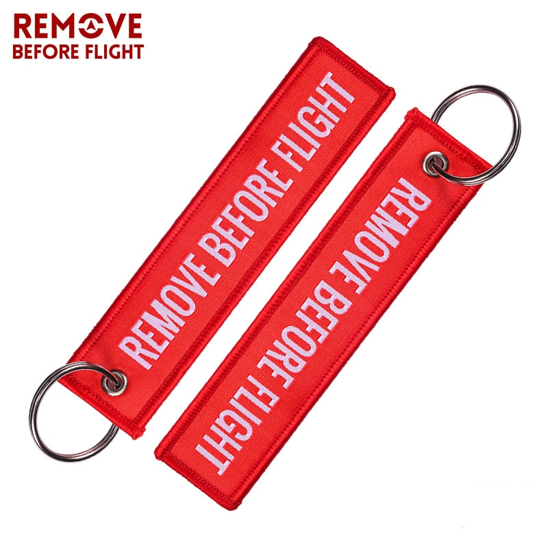 Remove Before Flight Woven Key Ring Special Luggage Tag Label Red Chain Keychain For Aviation Gifts OEM Keychain Fashion Jewelry
