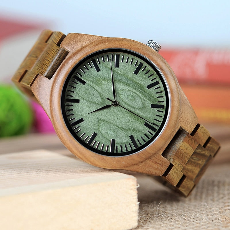 BOBO BIRD WG19 Men Luxury Brand Green Sandal Wood Watches Full Wooden Quartz Watch Handmade Wristwatches Carton Box OEM relogio