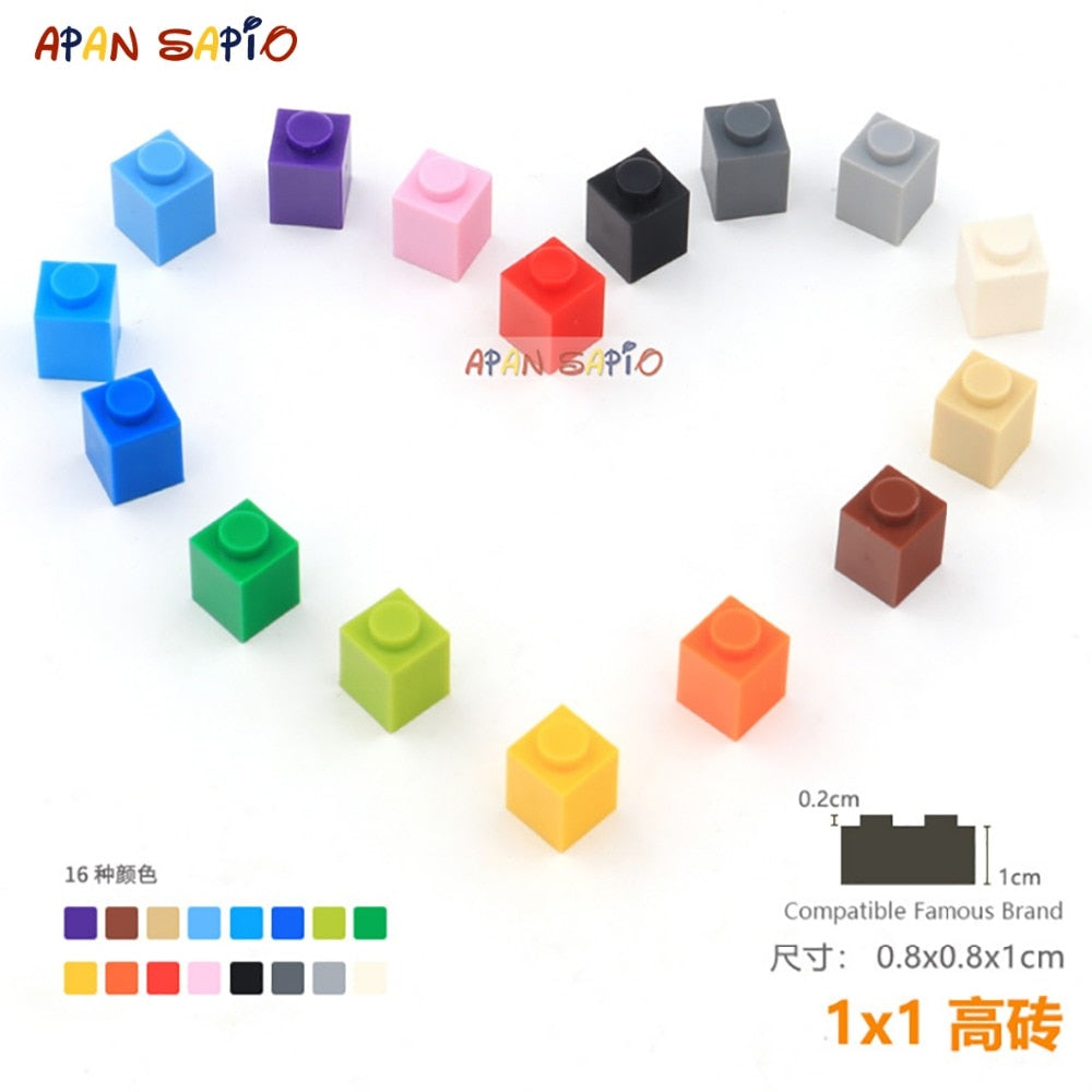 50pcs/lot DIY Blocks Building Bricks Thick 1X1 Educational Assemblage Construction Toys for Children Size Compatible With Brand