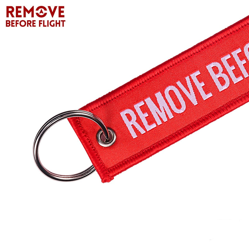 Remove Before Flight Woven Key Ring Special Luggage Tag Label Red Chain Keychain For Aviation Gifts OEM Keychain Fashion Jewelry