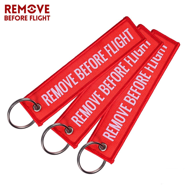 Remove Before Flight Woven Key Ring Special Luggage Tag Label Red Chain Keychain For Aviation Gifts OEM Keychain Fashion Jewelry