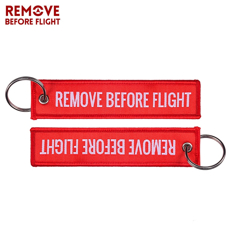 Remove Before Flight Woven Key Ring Special Luggage Tag Label Red Chain Keychain For Aviation Gifts OEM Keychain Fashion Jewelry