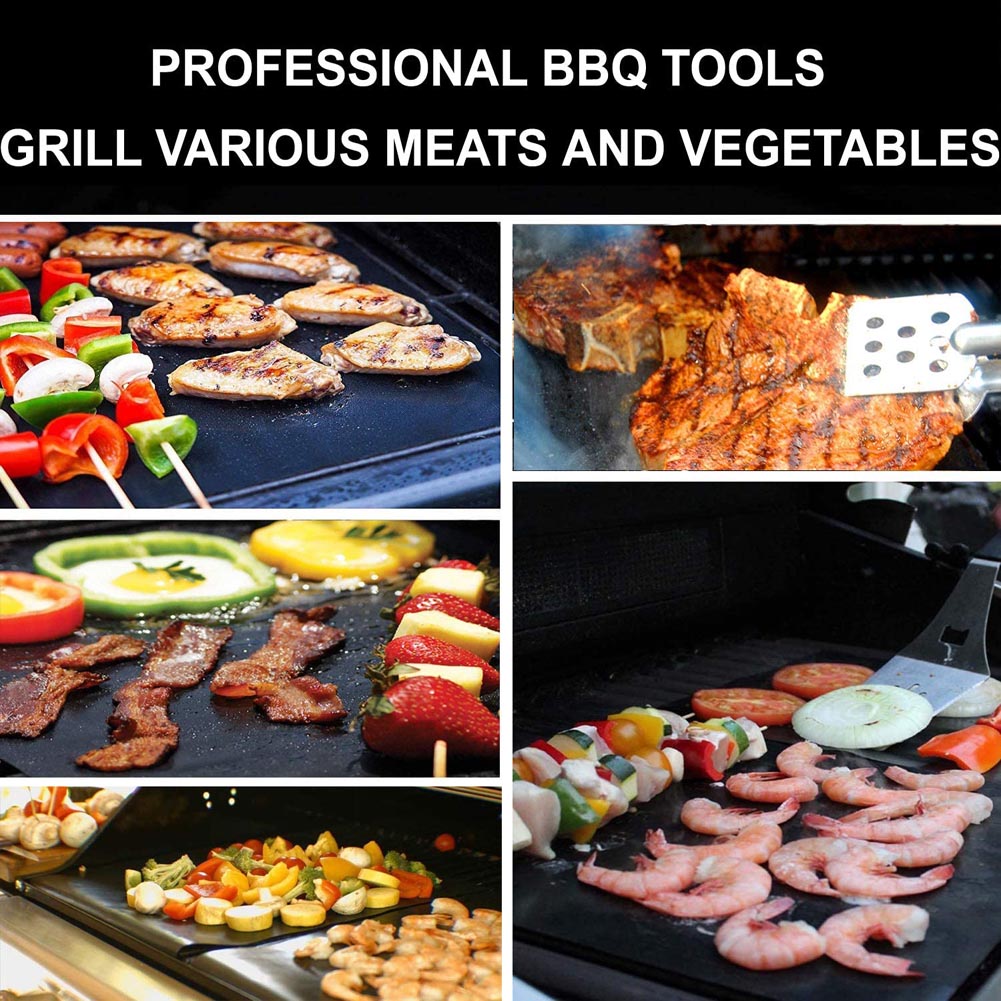 Non-stick BBQ Grill Mat 40*33cm Baking Mat BBQ Tools Cooking Grilling Sheet Heat Resistance Easily Cleaned Kitchen Tools