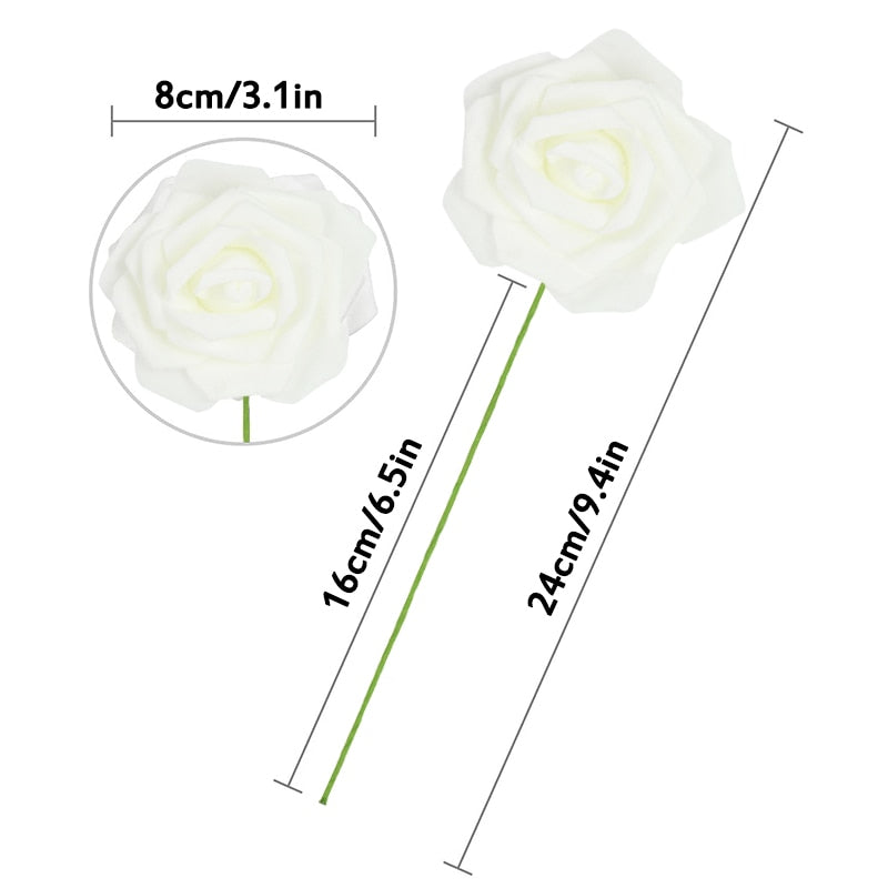 10/20/30Pcs 8cm Artificial PE Foam Rose Flowers Bridal Bouquets For Wedding Table Home Party Decorations DIY Scrapbook Supplies