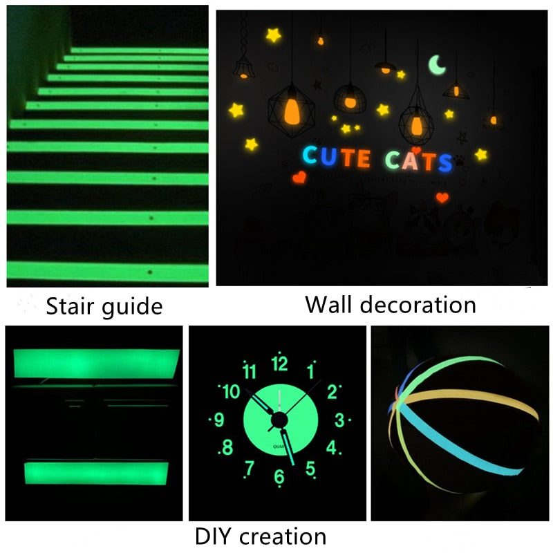 Luminous Tape 3 Meters Self-adhesive Glow Emergency Logo In The Dark Safety Stage Stickers Home Decor Party Supplies Decorative
