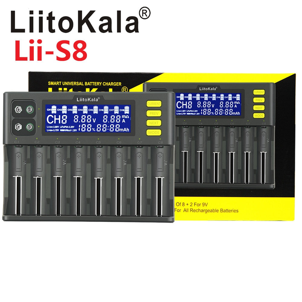 LiitoKala Lii-PD2 Lii-PD4 Lii-S8 Lii-500 Lii-600 Lii-PL2 battery Charger for 18650 26650 21700 AA AAA 3.7V lithium NiMH battery