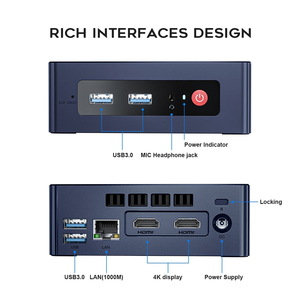 Beelink Mini S Intel Celeron N5095 S12 Pro N95 N100 Mini PC DDR4 8GB 128GB/256GB 16GB 500GB Windows 11 Desktop Gaming Computer