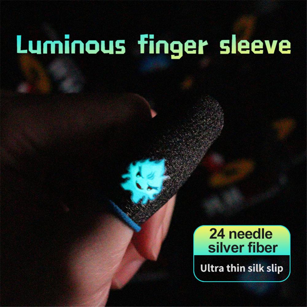 1Pair Finger Sleeve For PUBG Mobile Game Finger Cover Breathable Game Controller Touch Screen Luminous Gaming Thumb Gloves