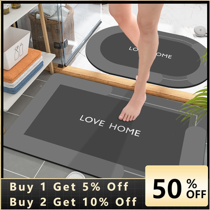 Super Absorbent Bath Mat Instant Drying Mat Bathroom Rug Non-slip Entrance Doormat Nappa Skin Floor Mat Toilet Carpet Home Decor