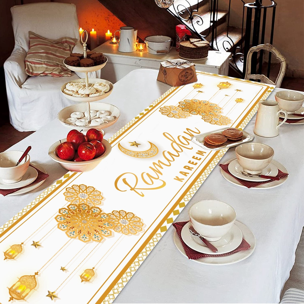Ramadan Decoration Table Runner EID Mubarak Decor 2023 For Home Tablecloth Ramadan Kareem Islamic Muslim Party Eid Al Adha Gifts