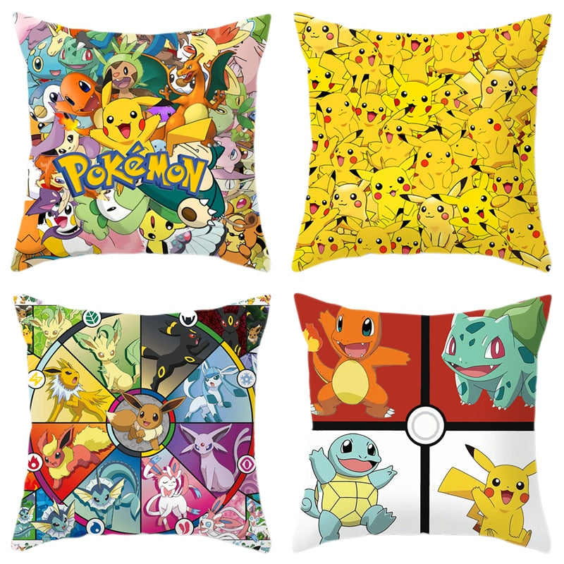 Cute Pokemon Cushion Cover Pikachu Cartoon Anime Pillowcase Sofa Car Home Plush Cover Bedroom Decoration Christmas Gifts Toys