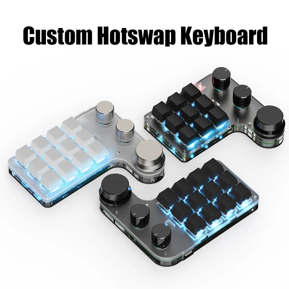 Programming Macro Custom Knob Keyboard RGB 3 Key Copy Paste Mini Button Photoshop Gaming Keypad Mechanical Hotswap Macropad