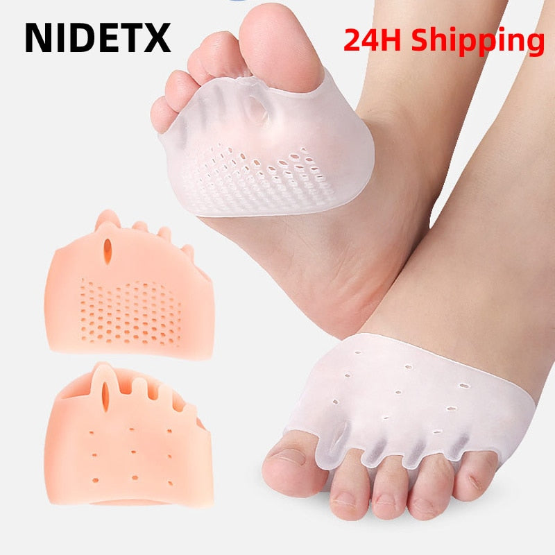 2pcs=1pair Toe Separator Hallux Valgus Corrector Finger Bunion Orthotics Protector Overlapping Forefoot Pad Foot Care Pedicure