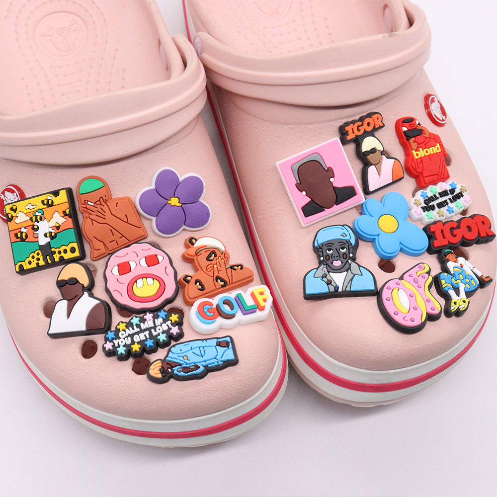 1-18Pcs PVC Famous Singer Flowers Golf Shoes Decorations Fashion Man Slippers Button Fit Croc Jibz Charms Party Gift