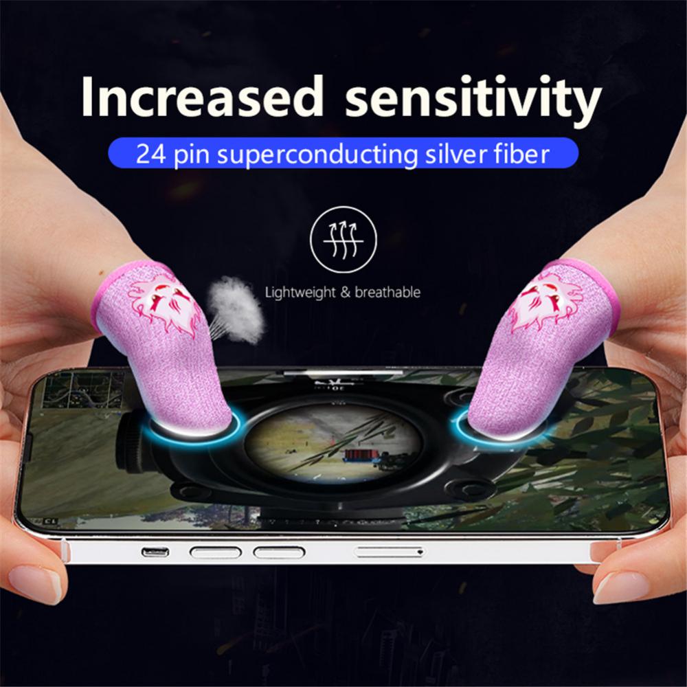 1Pair Finger Sleeve For PUBG Mobile Game Finger Cover Breathable Game Controller Touch Screen Luminous Gaming Thumb Gloves