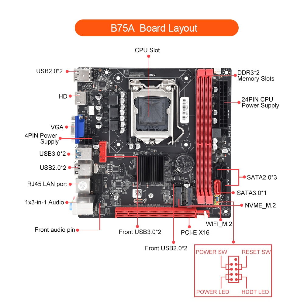 SZMZ B75 PC Motherboard gaming kit with core i5 3570 2*8GB DDR3 Plate placa mae LGA 1155 with processor and memory LGA1155 Set