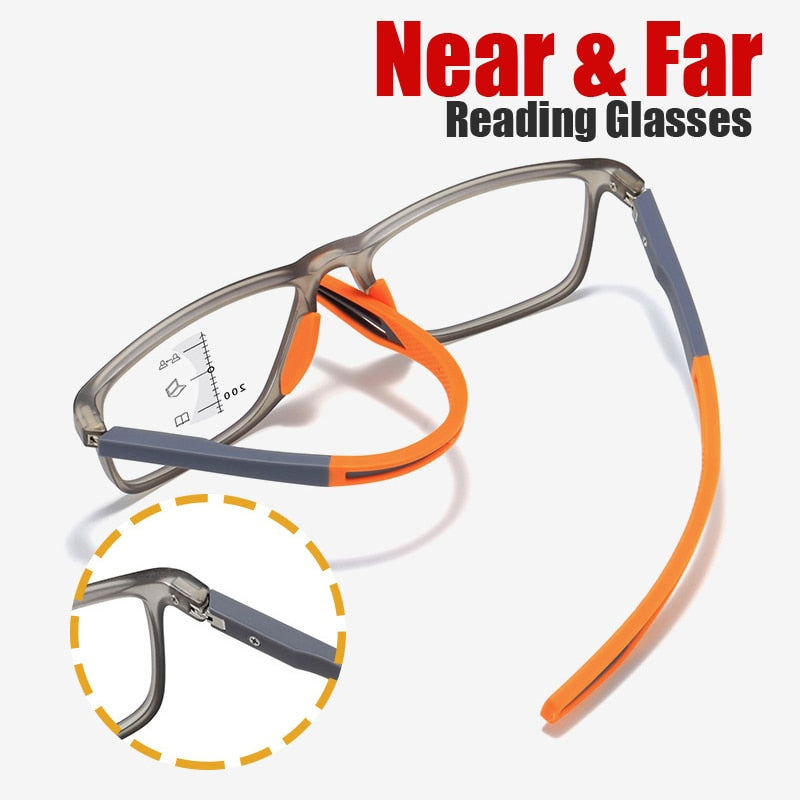 TR90 Anti-blue Light Multifocal Reading Glasses Men Women Progressive Near Far Eyewear Ultralight Sports Farsight Eyeglasses