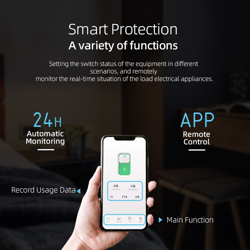 TUYA WIFI Smart Circuit Breaker With Metering 1P 63A DIN Rail for Smart Home  wireless Remote Control Switch by APP TONGOU