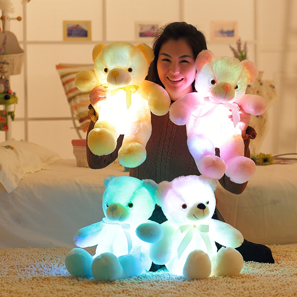 32-50cm Luminous Creative Light Up LED Teddy Bear Stuffed Animals Plush Toy Colorful Glowing Teddy Bear Christmas Gift for Kid