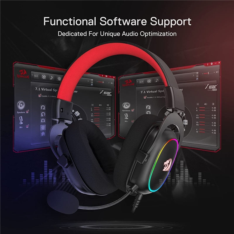 Redragon H510 Zeus X Wired Gaming Headset RGB Lighting 7.1 Surround Sound Multi Platforms Headphone Works For PC PS4