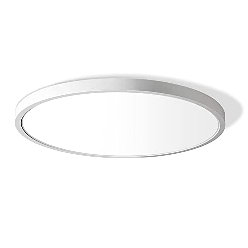 12 Inch LED Flush Mount Ceiling Light Fixture, 5000K Daylight White, 3200LM, 24W, Flat Modern Round Lighting Fixture, 240W Equivalent White Ceiling Lamp for Kitchens, Stairwells, Bedrooms.etc.